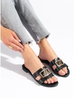 Zajímavé dámské nazouváky černé bez podpatku Zajímavé dámské nazouváky černé bez podpatku