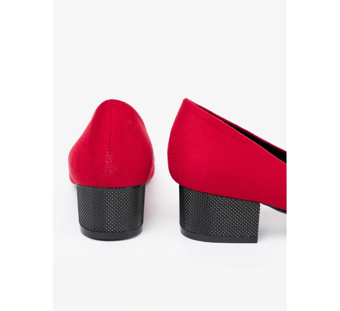 Originální dámské  lodičky červené na širokém podpatku