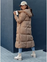 Dámský prošívaný kabát CLOUTIQUE tmavě béžový FashionStreet TY4371
