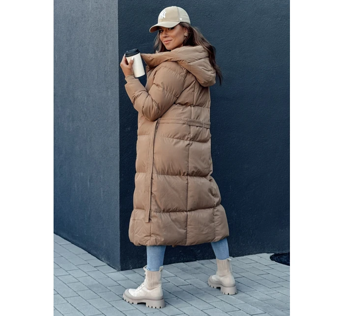 Dámský prošívaný kabát CLOUTIQUE tmavě béžový FashionStreet TY4371