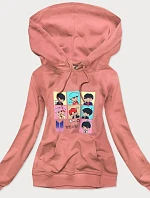 Dámská sportovní mikina v broskvové barvě s potiskem (N7283)