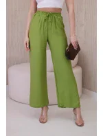Viskózové kalhoty se širokými nohavicemi oliva Viskózové kalhoty se širokými nohavicemi oliva