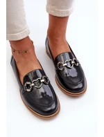 Kožené dámské lakované mokasíny model 21656264 modré - Laura Messi Kožené dámské lakované mokasíny model 21656264 modré - Laura Messi