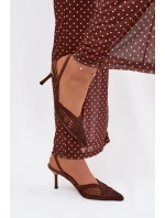 Kožené sandály s pletením na hnědé model 21919237 - Boto