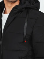Pánská prošívaná zimní bunda s kapucí černá model 21991468 - Dstreet