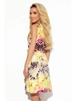 296-8 VICTORIA Trapézové šaty - žlutý leopardí potisk