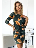 Sportovní šaty s kapsami zelené + oranžové model 21196767 - numoco Sportovní šaty s kapsami zelené + oranžové model 21196767 - numoco