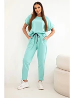 Bavlněný komplet halenka + kalhoty mentolový