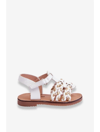 Dětské sandály na suchý zip s pruhy bile Sammy Dětské sandály na suchý zip s pruhy bile Sammy