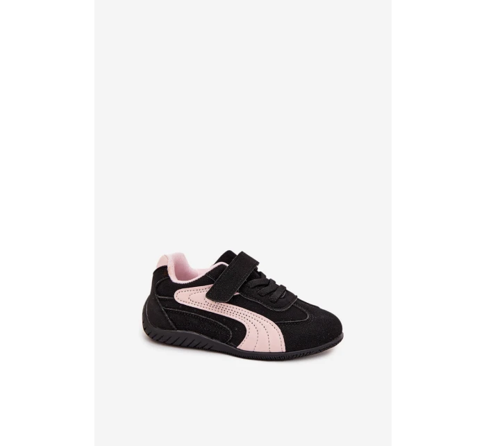 Dětské sportovní boty s přezkou Černo růžové Perrin Dětské sportovní boty s přezkou Černo růžové Perrin