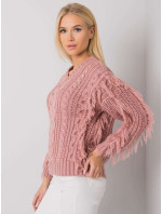 RUE PARIS Špinavě růžový svetr s třásněmi