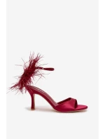 Sandály na podpatku s peřím Caelina – bordó Sandály na podpatku s peřím Caelina – bordó
