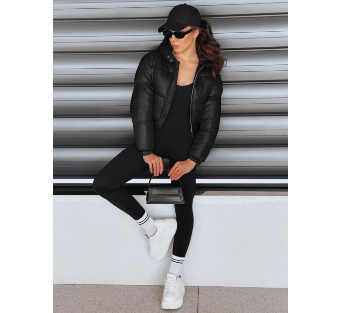 Dámská krátká zimní bunda s kapucí černá FashionStreet TY5416