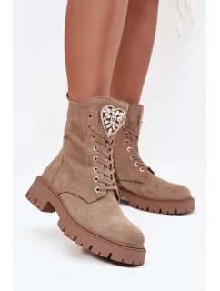 Dámské workery s krystaly na jazyku béžové Rosira