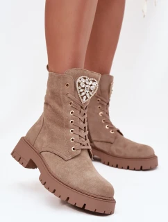 Dámské workery s krystaly na jazyku béžové Rosira