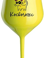 JSEM KOČKONALÁ. KOČKOROŽEC - žlutá nerozbitná sklenice na víno 470 ml
