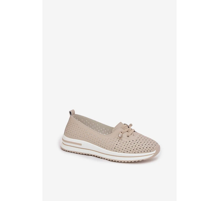 Kožené dámské polobotky LR61-7044 béžové - S.Barski