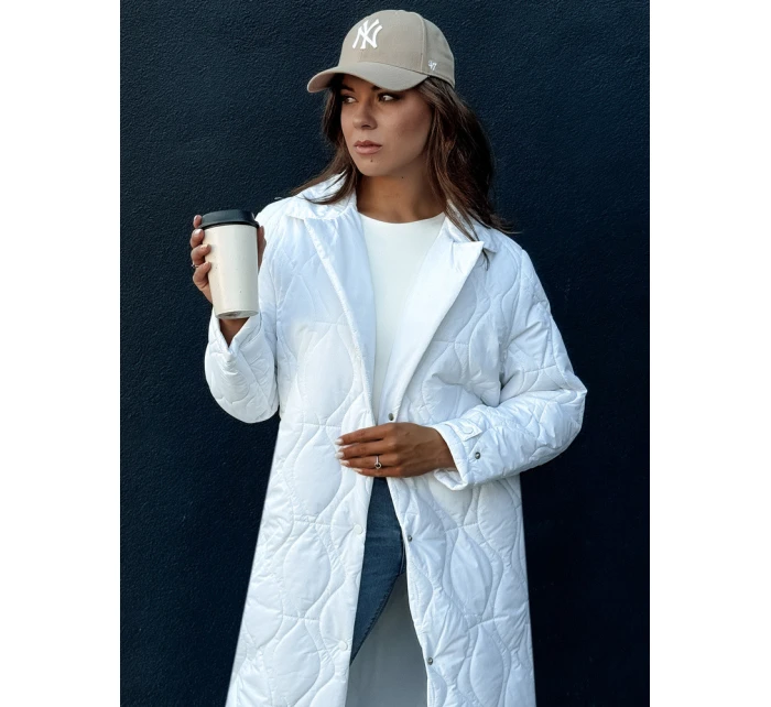 Dámský prošívaný dlouhý kabát TRENDIFY bílý FashionStreet TY4380