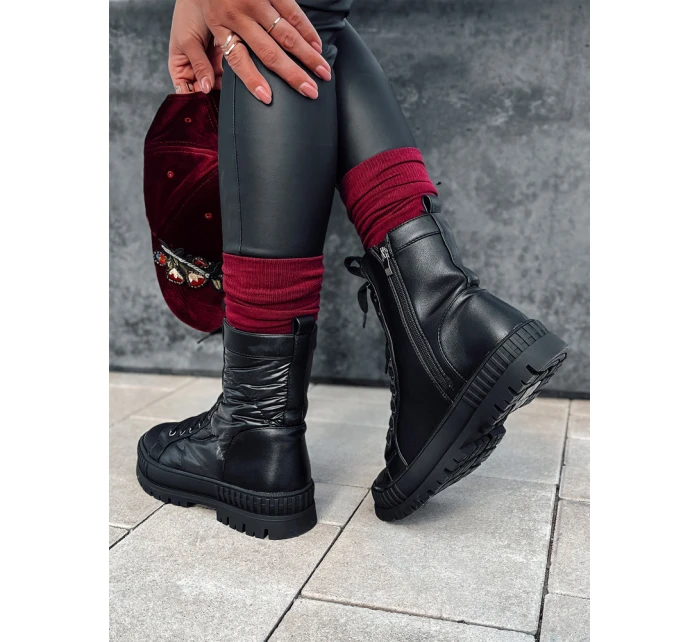 Dámské vázané kozačky CITYSTRY s hrubou podrážkou černé FashionStreet ZY0539