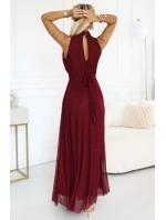 dlouhé šaty s  a elegantní  vínová barva model 21417004 - numoco basic