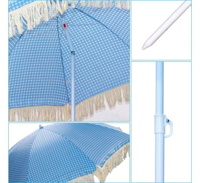 PLÁŽOVÝ A ZAHRADNÍ SLUNEČNÍK SE STŘAPCI 174 CM MODRÝ PLÁŽOVÝ A ZAHRADNÍ SLUNEČNÍK SE STŘAPCI 174 CM MODRÝ