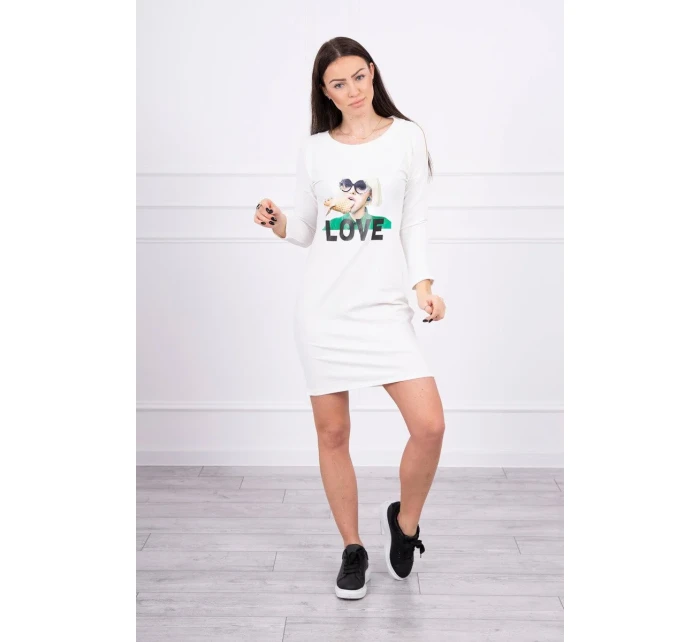 Šaty s potiskem Love ecru Šaty s potiskem Love ecru