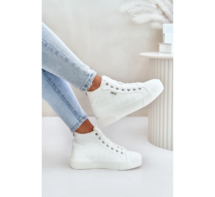 Zateplené Dámské Tenisky Se Švy Bílé Big Star OO274A479 Zateplené Dámské Tenisky Se Švy Bílé Big Star OO274A479