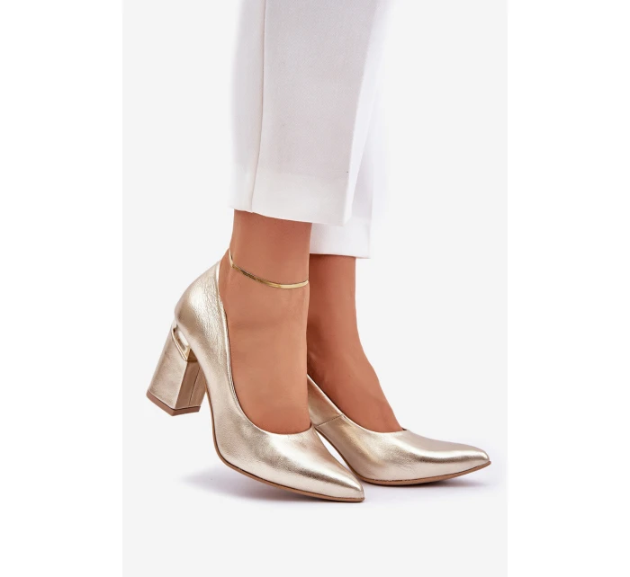 Kožené lodičky Lewski model 21682413 zlato - Boto