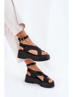 Dámské Sandály Na Platformě A Klínu Eko Kůže Černé model 21688732 - Boto