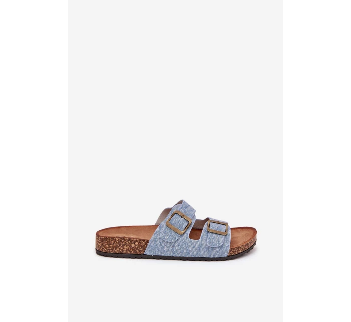 Dámské Pantofle Na Platformě S Přezkami Světle Džínové model 21704347 - EVENTO