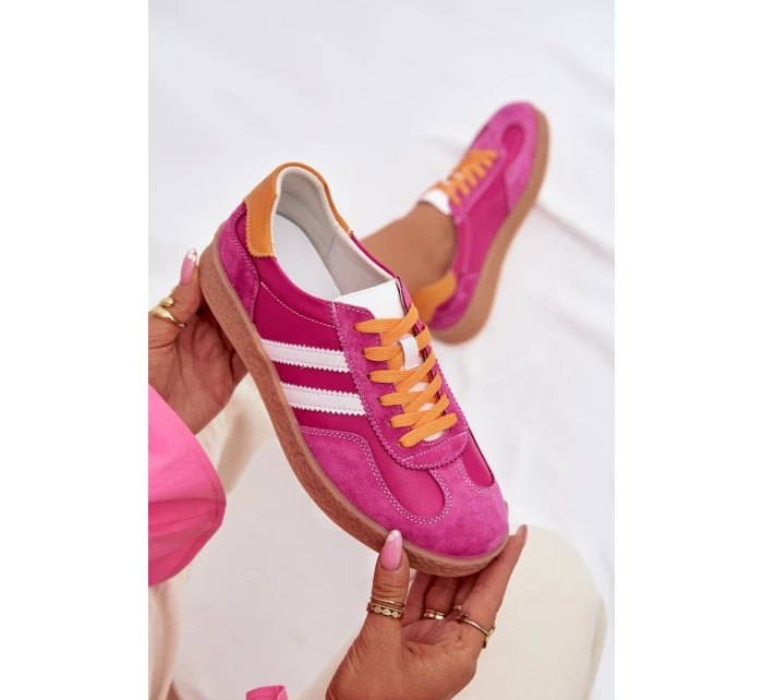 Kožené Dámské Tenisky model 22013924 Fuchsiová - S.Barski Kožené Dámské Tenisky model 22013924 Fuchsiová - S.Barski