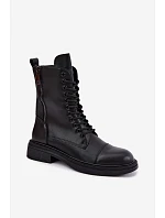 Kožené workery s izolací model 22557411 Černé - VINCEZA