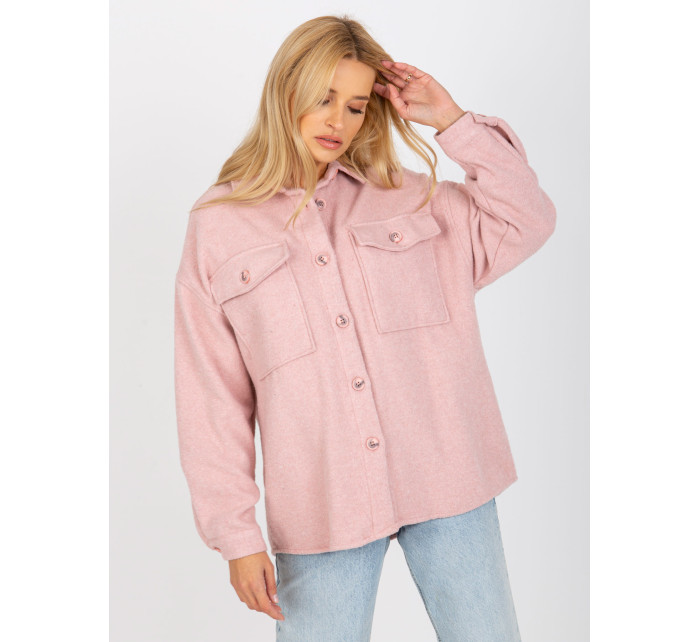 Růžová klasická košile s kapsami