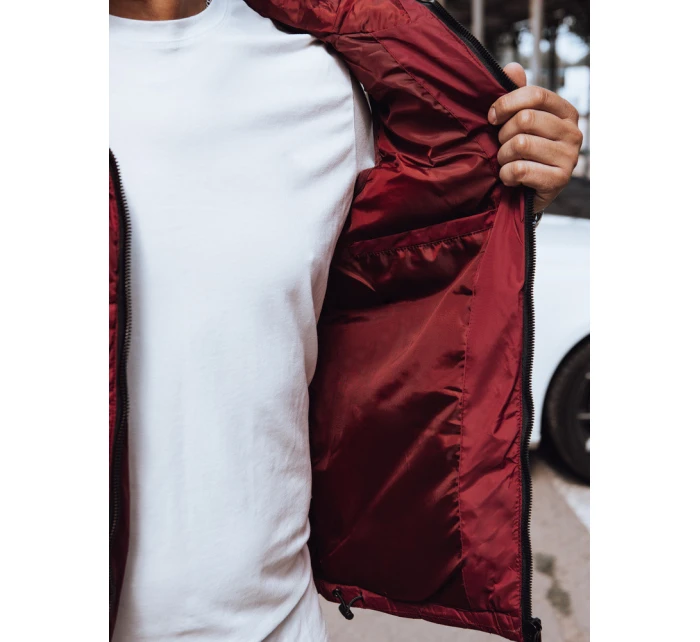 Pánská prošívaná vesta s kapucí červená FashionStreet TX4742 Pánská prošívaná vesta s kapucí červená FashionStreet TX4742