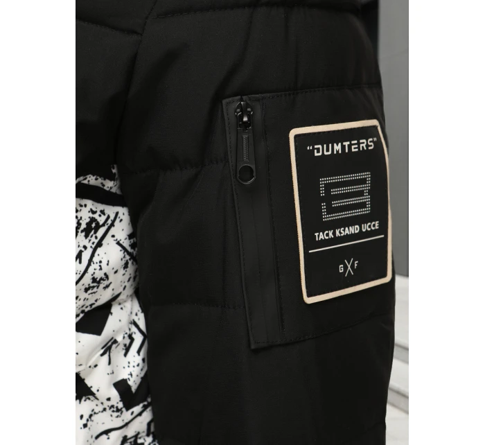 Pánská prošívaná zimní bunda s kapucí černá model 21995772 - Dstreet