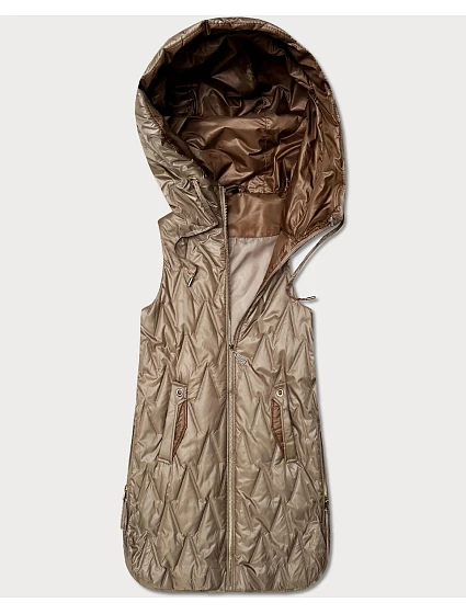 Dámská lehká vesta se zlatým zipem Goodlookin béžová (B8586/B8587-12)