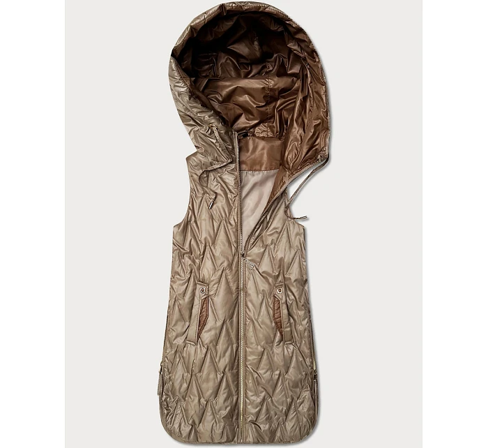 Dámská lehká vesta se zlatým zipem Goodlookin béžová (B8586/B8587-12)