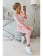 Velurová souprava se model 21753150 na zadní straně pudrově růžová - K-Fashion