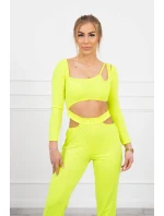 Sada s halenkou top žlutá neonová