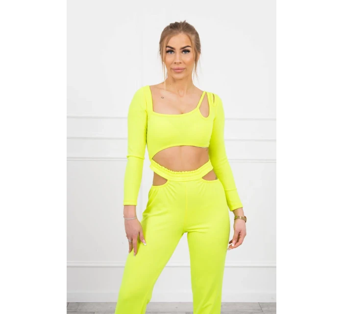 Sada s halenkou top žlutá neonová