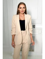 Elegantní souprava saka a kalhot tmavě béžové barvy Elegantní souprava saka a kalhot tmavě béžové barvy