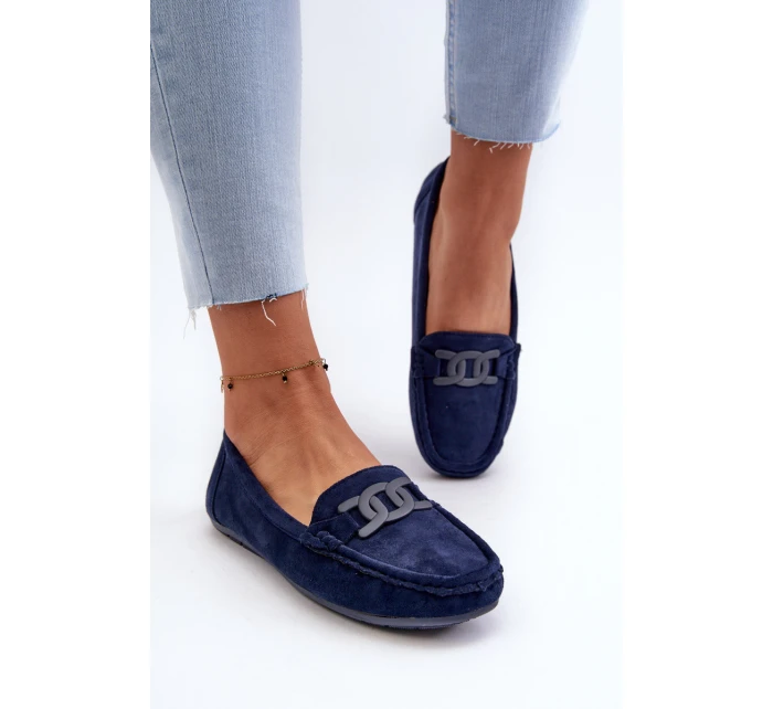 Dámské módní semišové mokasíny modré model 21659355 - Boto