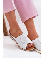 Dámské kožené pantofle na klínu Artiker 56C2149 oranžové