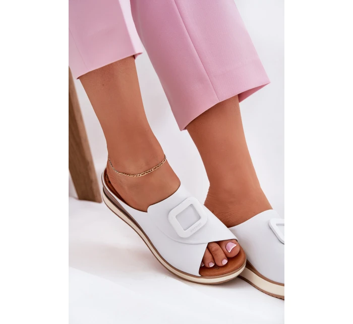 Dámské kožené pantofle na klínu Artiker 56C2149 oranžové