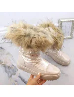 Dámské sněhule INT1924B sněhule na platformě z umělé kožešiny MM274380 Světle béžová - Big Star