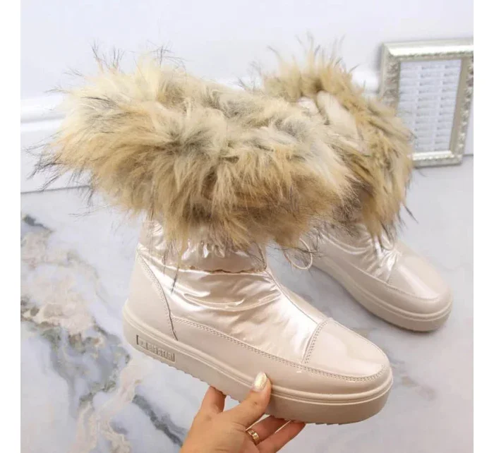 Dámské sněhule INT1924B sněhule na platformě z umělé kožešiny MM274380 Světle béžová - Big Star