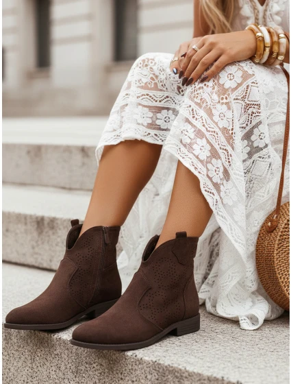 Dámské hnědé ažurové boty FashionStreet ZY1346