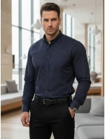 Pánská tmavě modrá vzorovaná košile slim fit FashionStreet DX2689 Pánská tmavě modrá vzorovaná košile slim fit FashionStreet DX2689