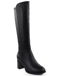 Dámské černé kožené kozačky na podpatku Sergio model 21905865 - LEONE