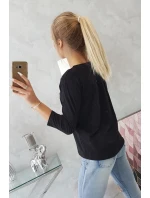 Halenka s 3D grafikou a ozdobnými volánky černá Halenka s 3D grafikou a ozdobnými volánky černá